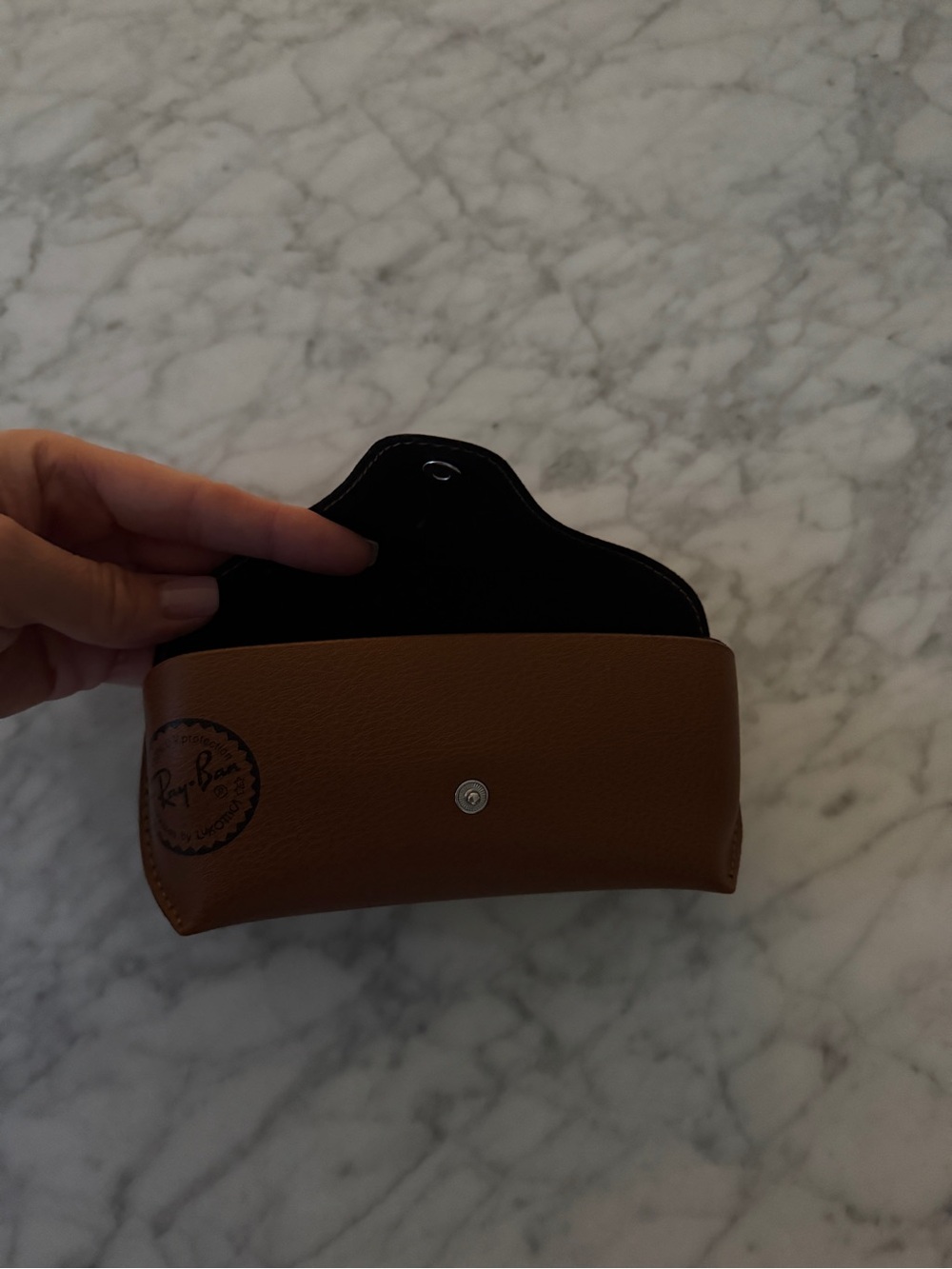 Ray-Ban Tan and Black Leather Sunglasses Case